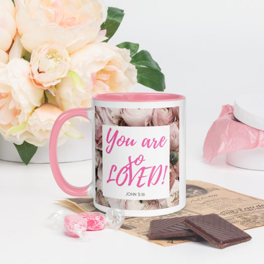 "You are so loved" Motivational Mug with Color Inside